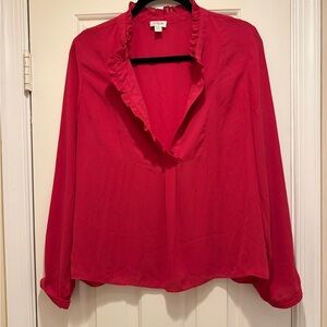 J. Crew Women's Pink Ruffle Blouse